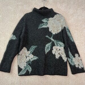 VINCE Alpaca Wool Sweater Womens Medium Brushed Floral Hydrangea Luxury $425